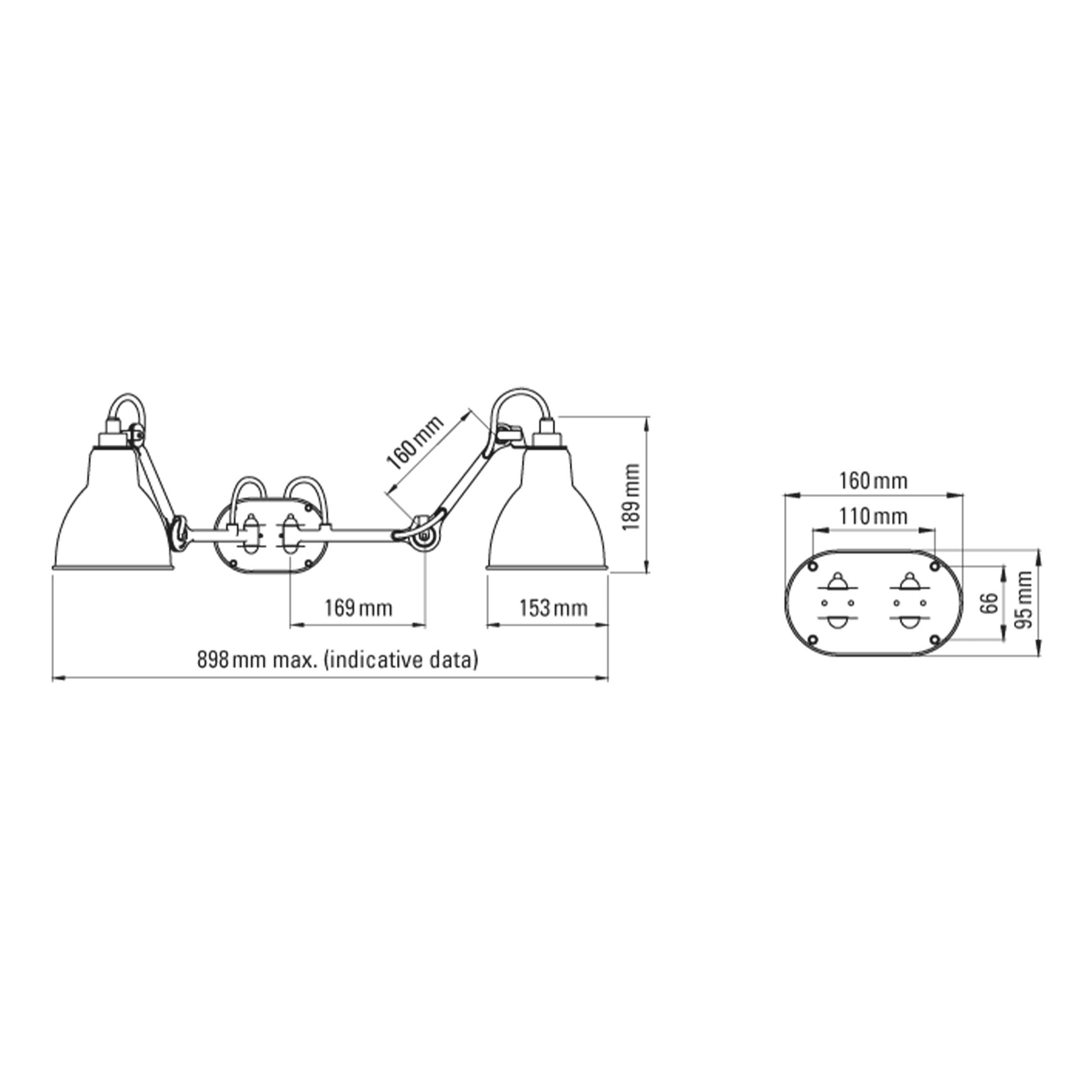 DCW éditions Lampe Gras N°204 E27 double bathroom light IP44
