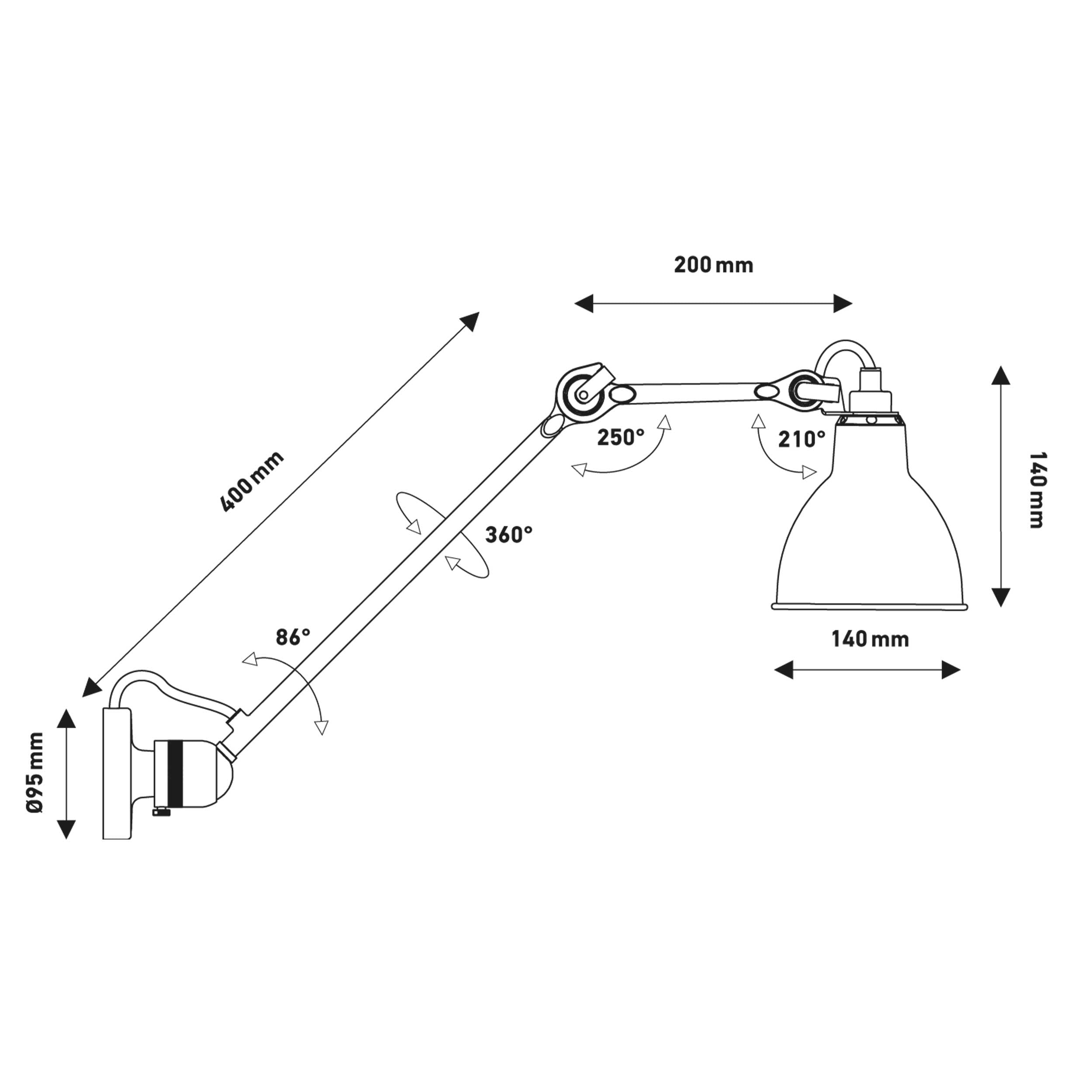DCW éditions Lampe Gras N°304 L40 E14 wall lamp