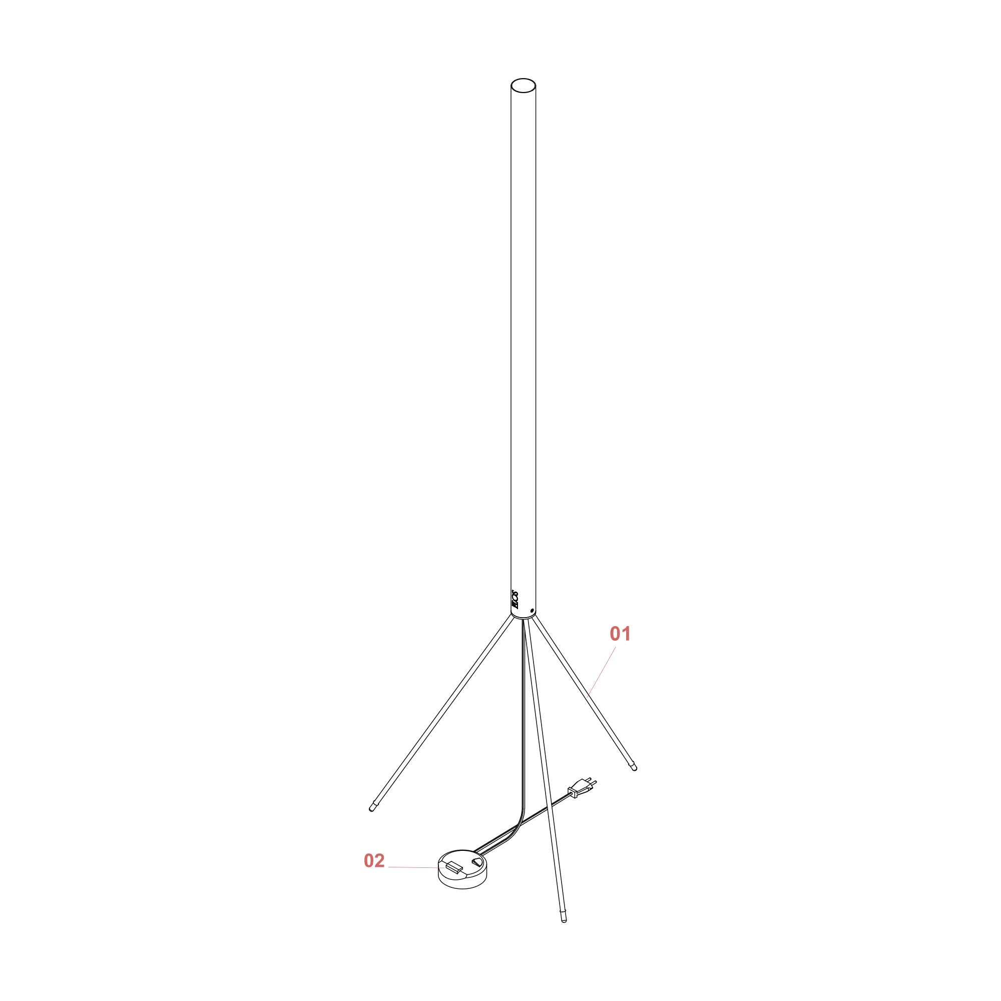Flos Luminator E27 ikonická stojací lampa