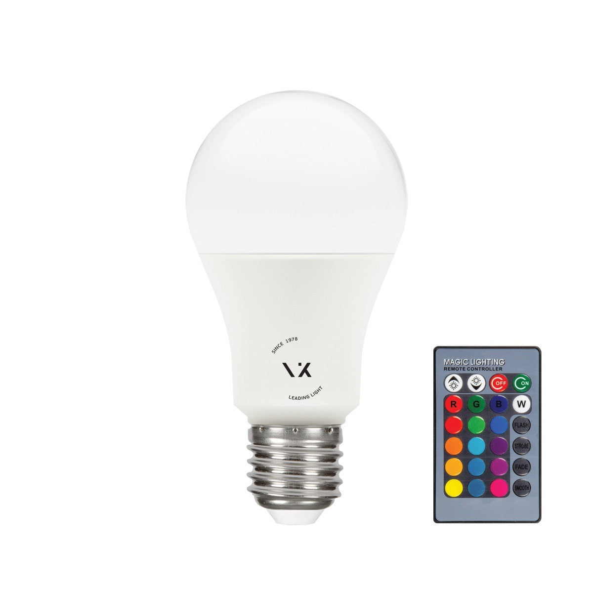 VK Light Classic Plastic RGB E27 LED Bulb, ø60, 4W, Dimmable