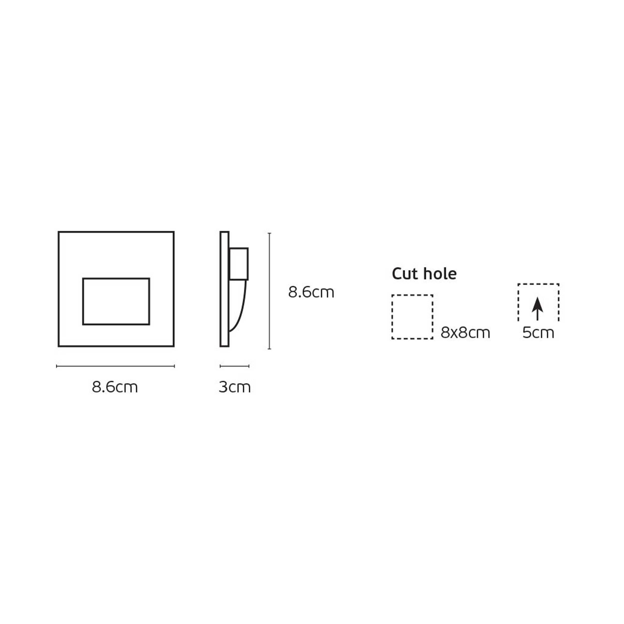 VK Light Fune LED recessed stairwell light square