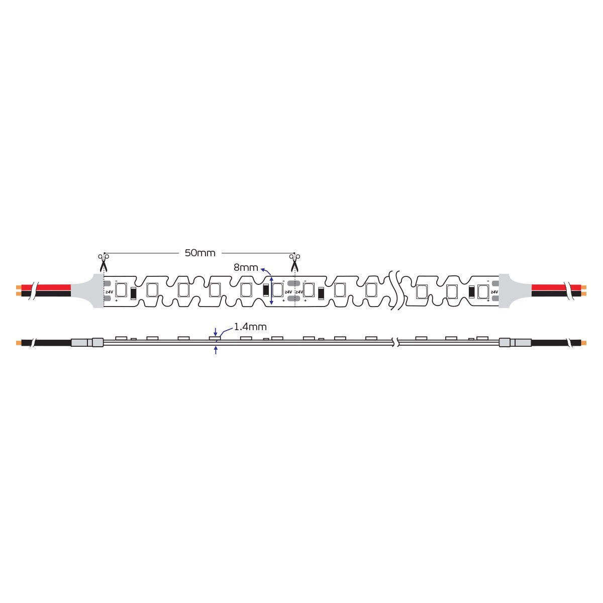 LED Edge Strip S-Type 24V CRI90 IP20 2700K (5m)