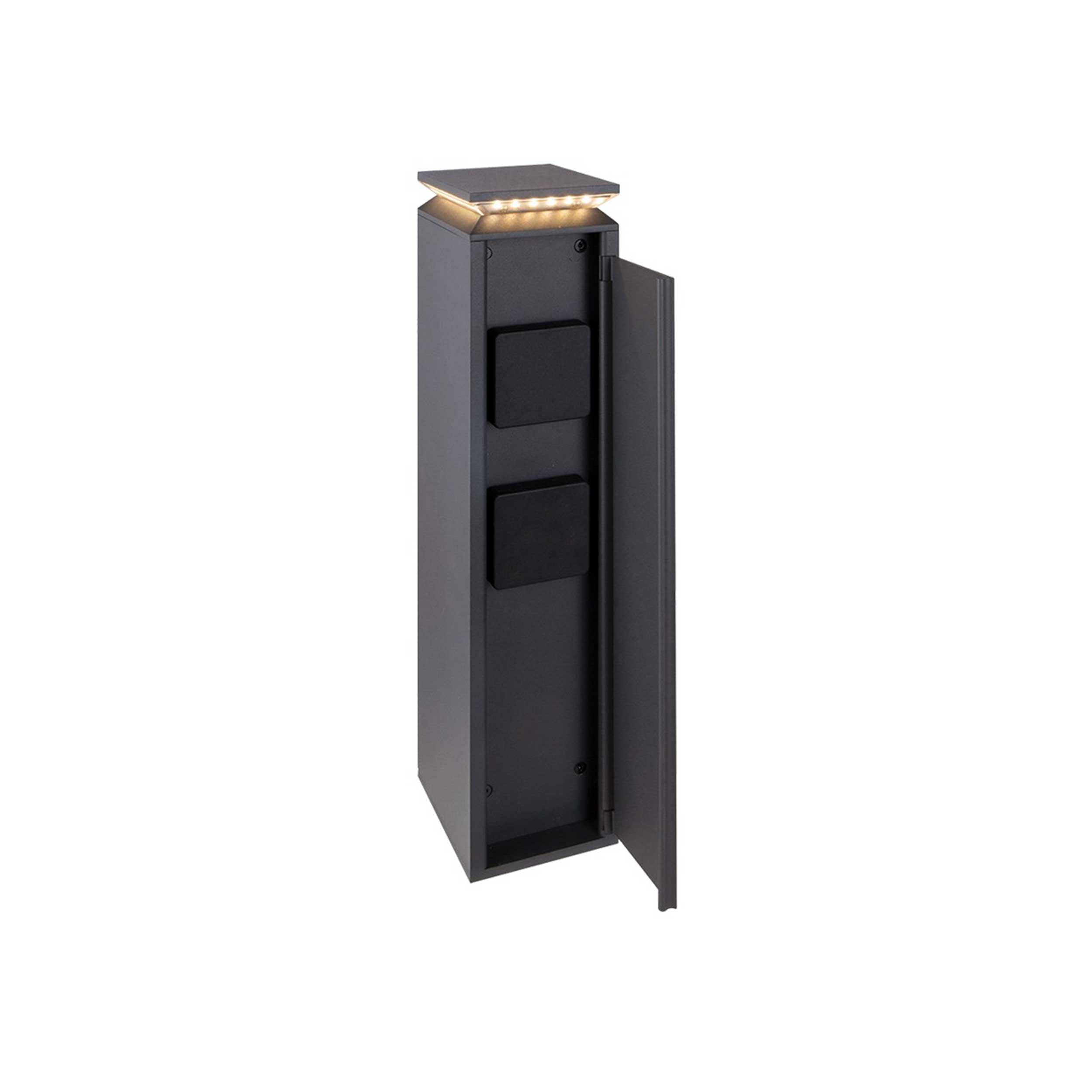 VK Light Run LED post light with Schuko IP54 outlets