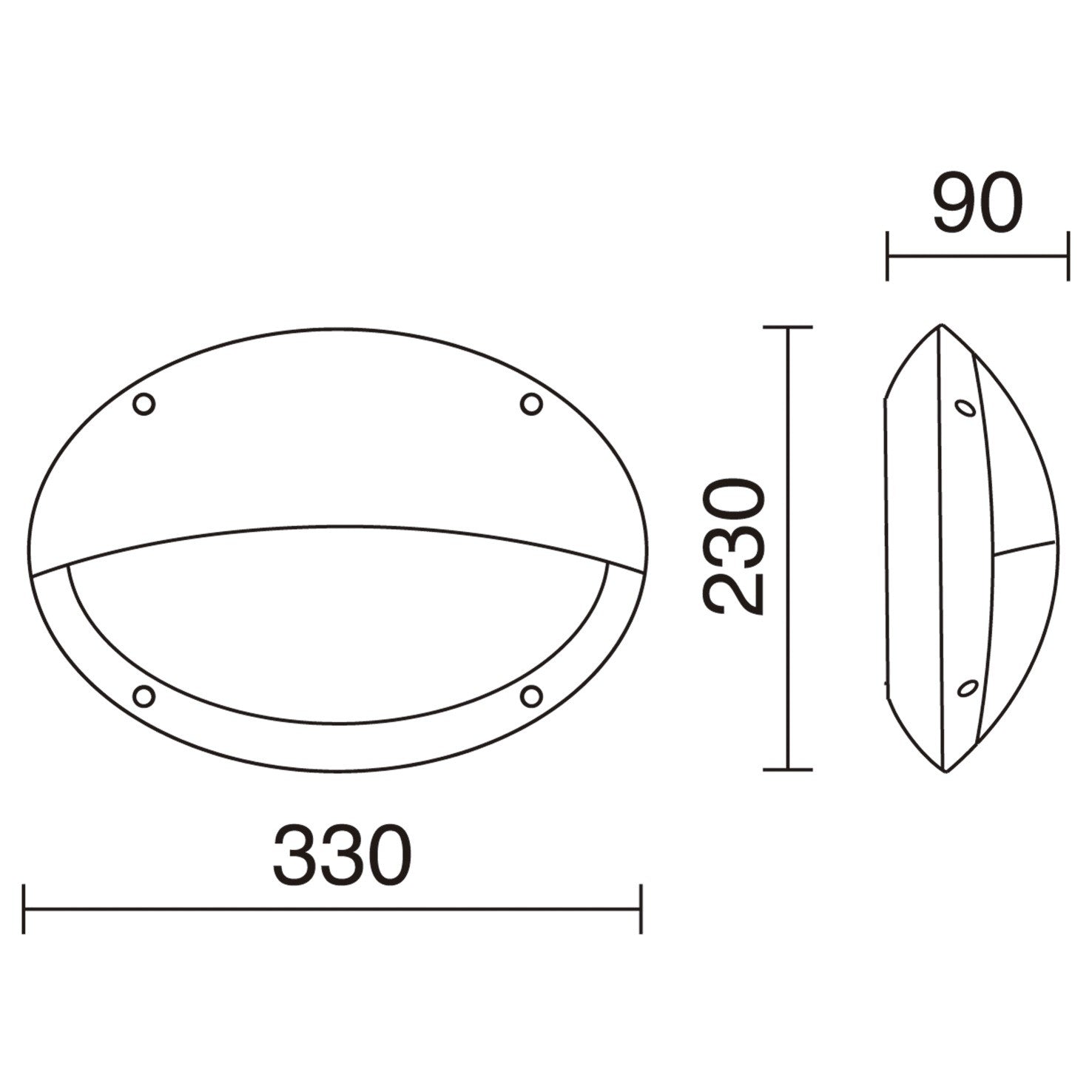 Dopo Teia oval hood E27 přisazené svítidlo šedé