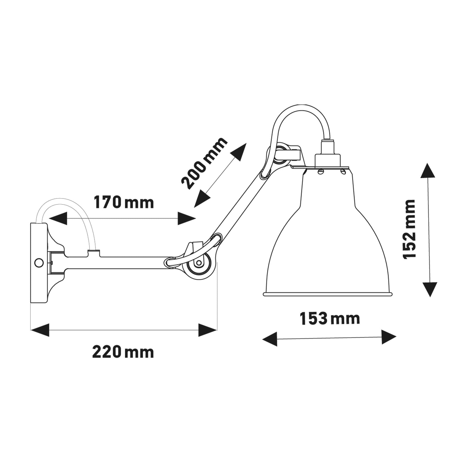 DCW éditions Lampe Gras N°204 E27 wall lamp for bed