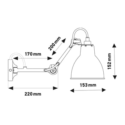 DCW éditions Lampe Gras N°204 E27 wall lamp for bed