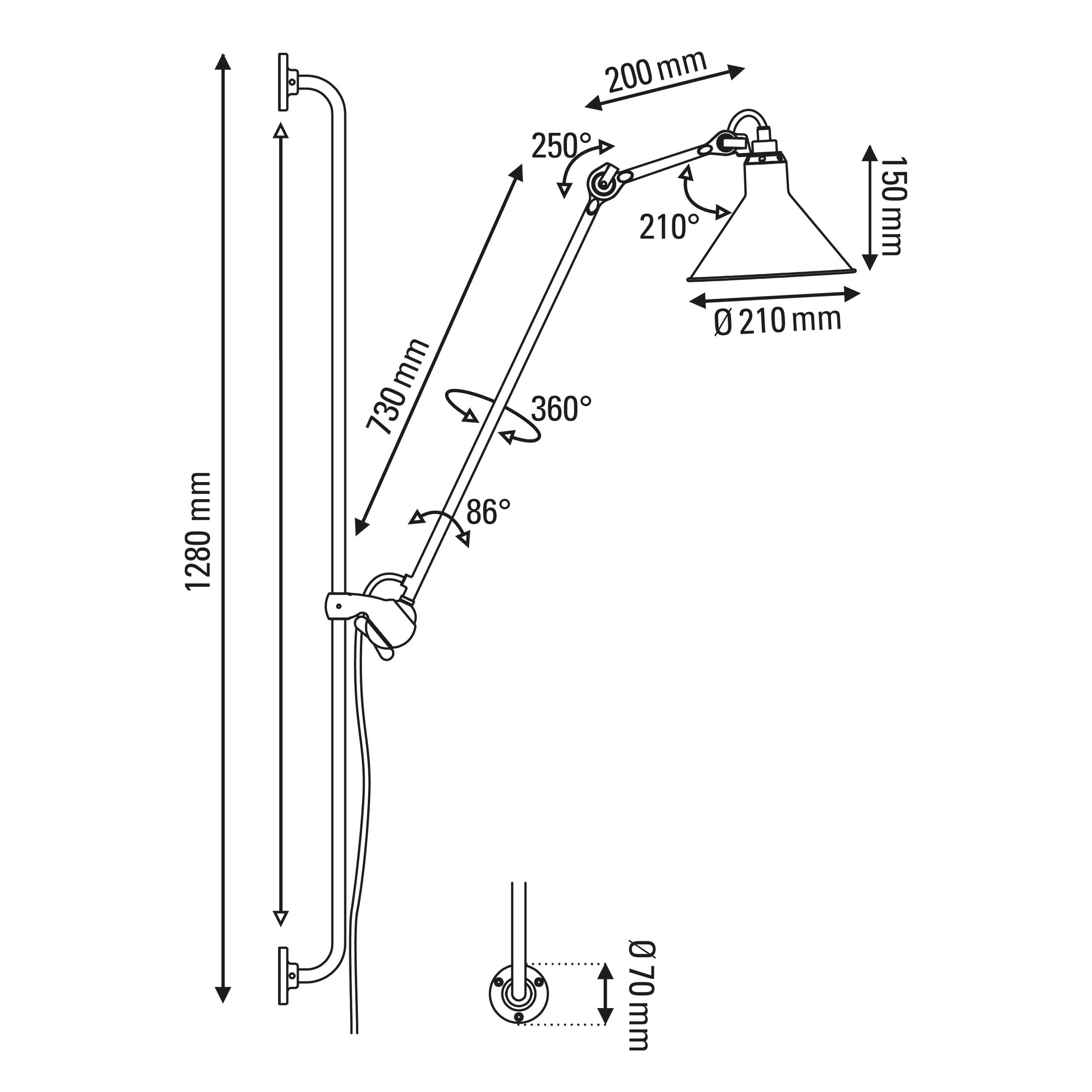 DCW éditions Lampe Gras N°214 E14 sliding wall lamp