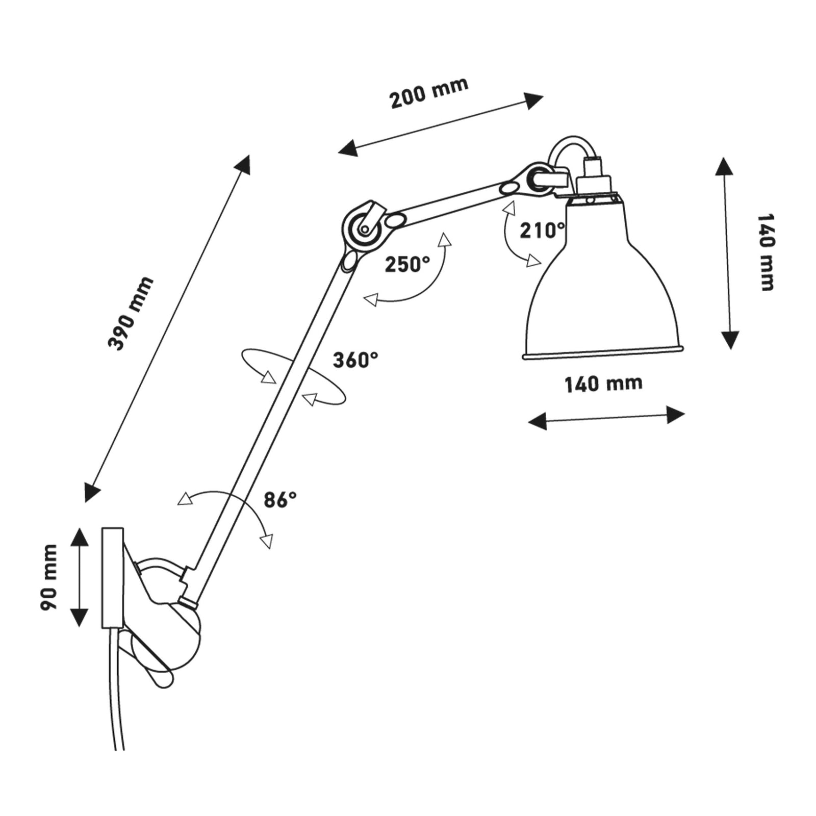 DCW éditions Lampe Gras N°222 E14 wall lamp