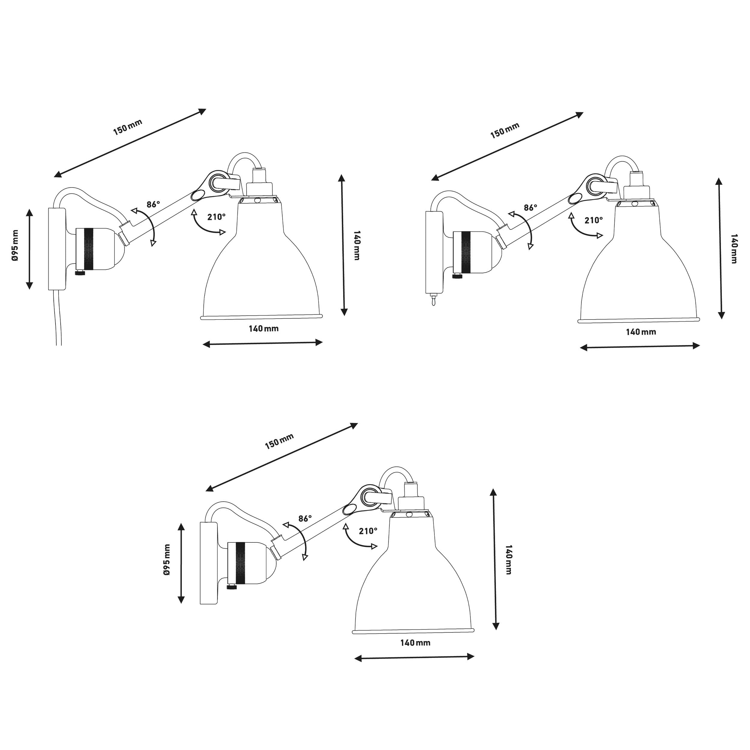 DCW éditions Lampe Gras N304 E14 wall light with switch