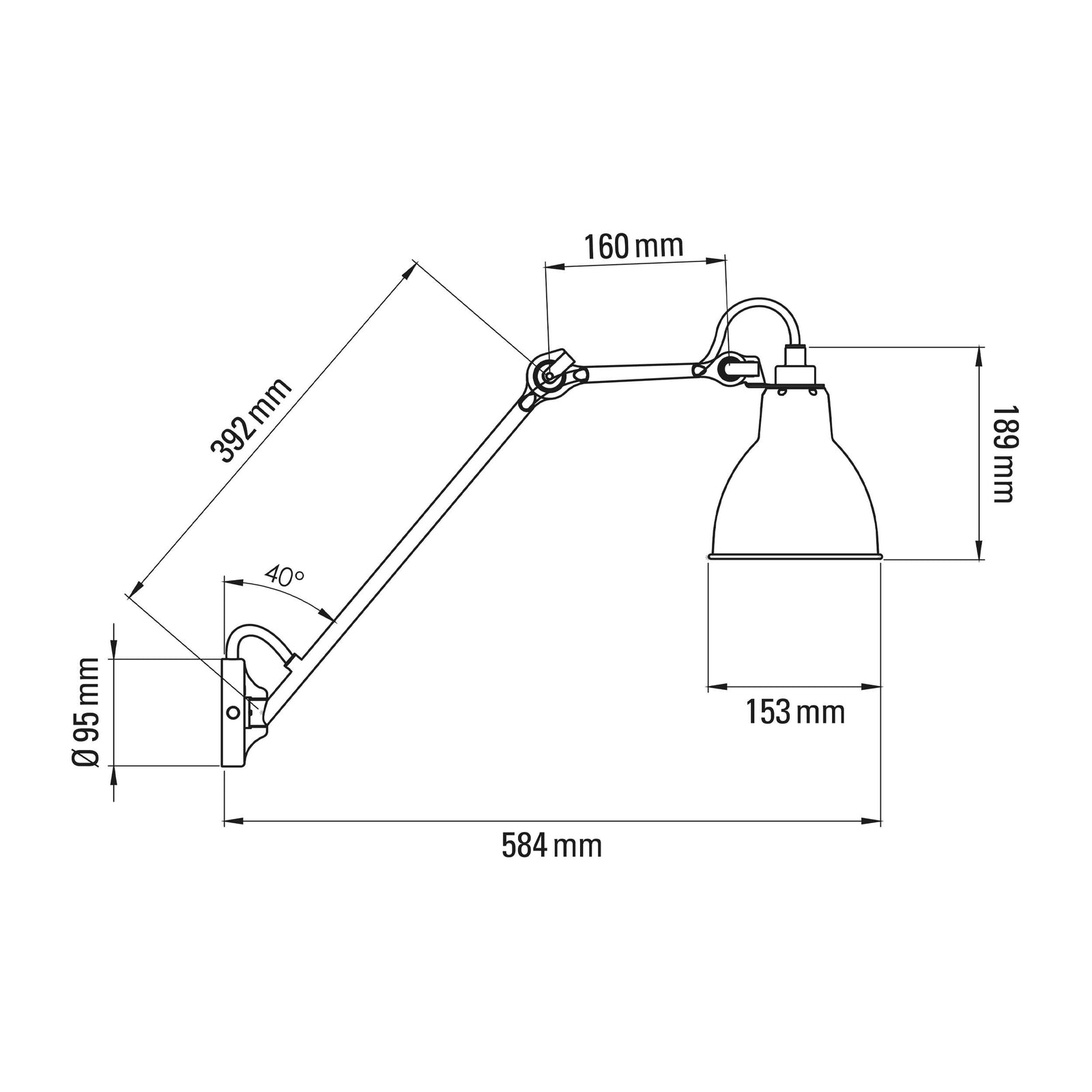 DCW éditions Lampe Gras N°122 E27 wall lamp