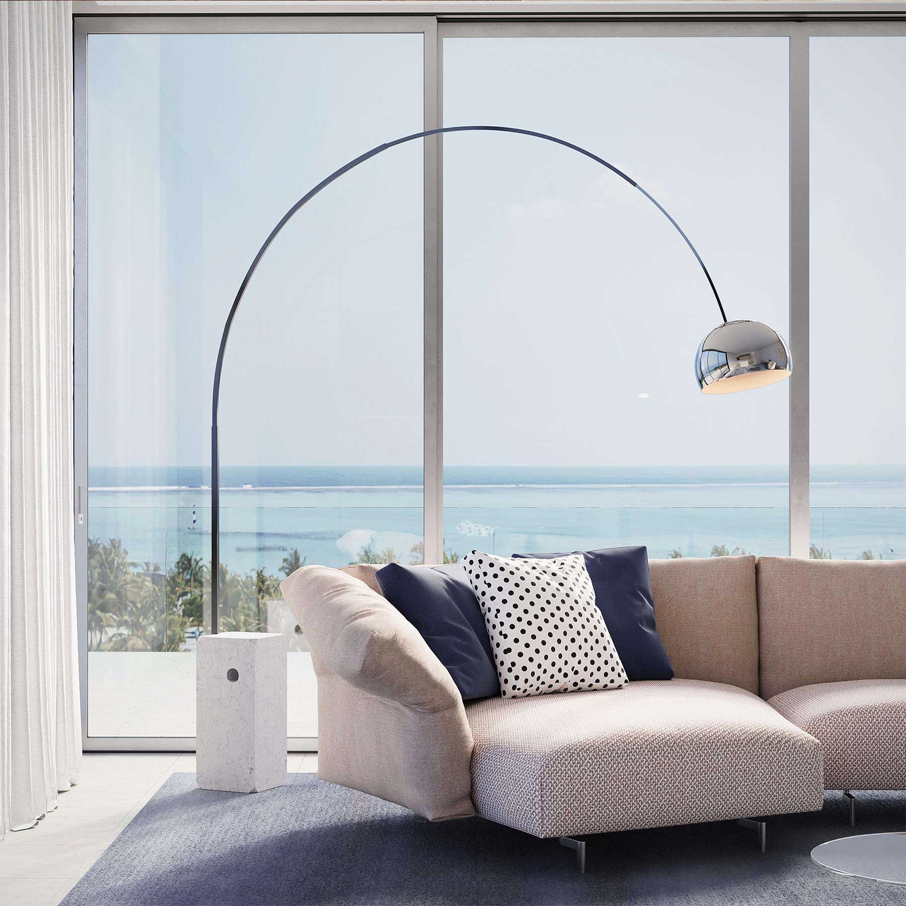 Flos Arco LED ikonická oblouková lampa
