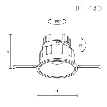 Maytoni Wise LED 36° recessed circular light
