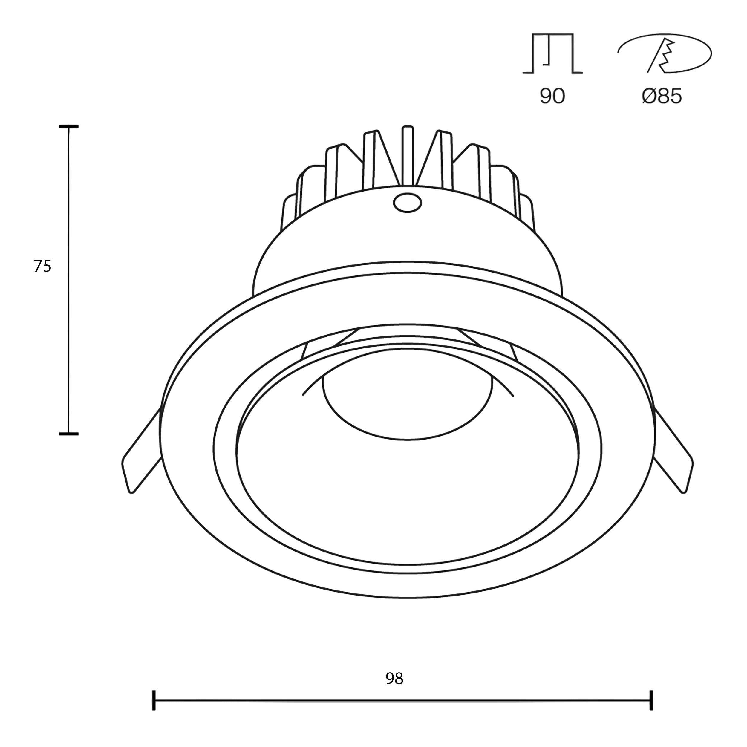 Maytoni Yin LED 12W 60° recessed circular light