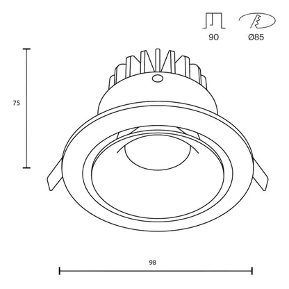 Maytoni Yin LED 12W 60° recessed circular light