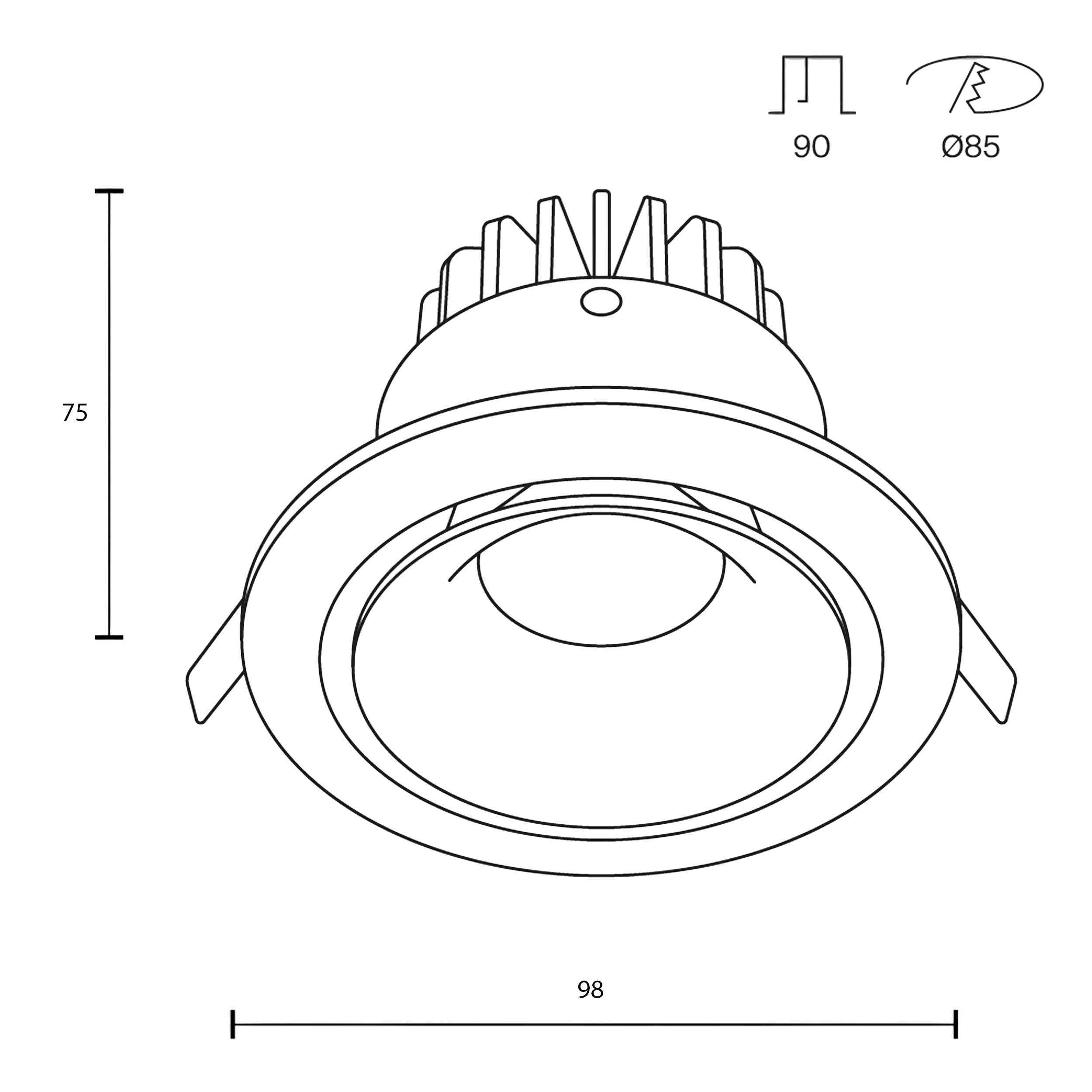 Maytoni Yin LED 12W 60° recessed circular light