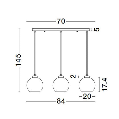 Nova Luce Palmer E27 glass pendant light longitudinal