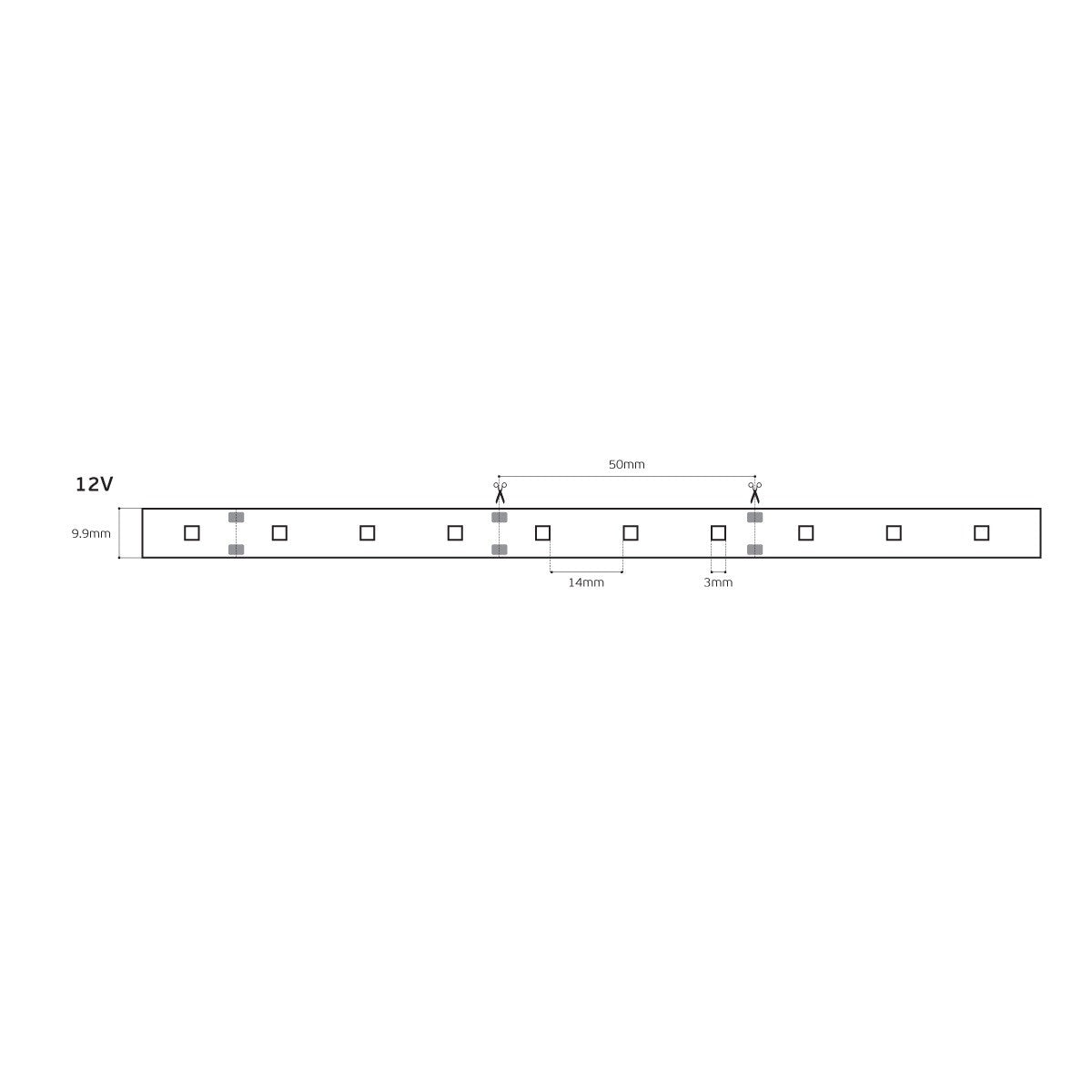 12V LED Strip Light, CRI80, IP20, 2700K (5m)