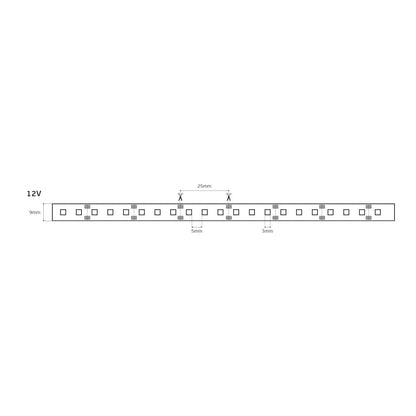 12V LED Strip Light, CRI80, IP20, 3000K (5m)