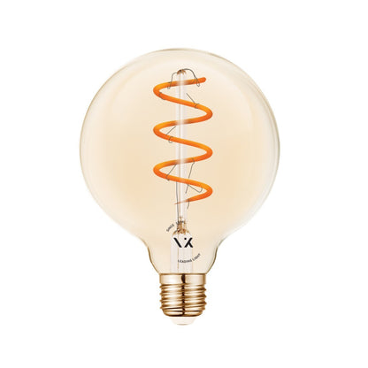 VK Light Spiral Filament Amber LED Bulb - G95, E27, 2200K, 4.5W, Dimmable