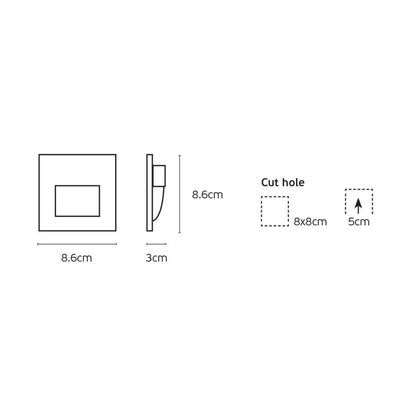 VK Light Fune LED recessed stairwell light square