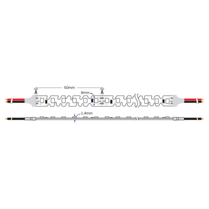Side-mounted LED strip S-Type 24V CRI90 IP20 3000K (5m)
