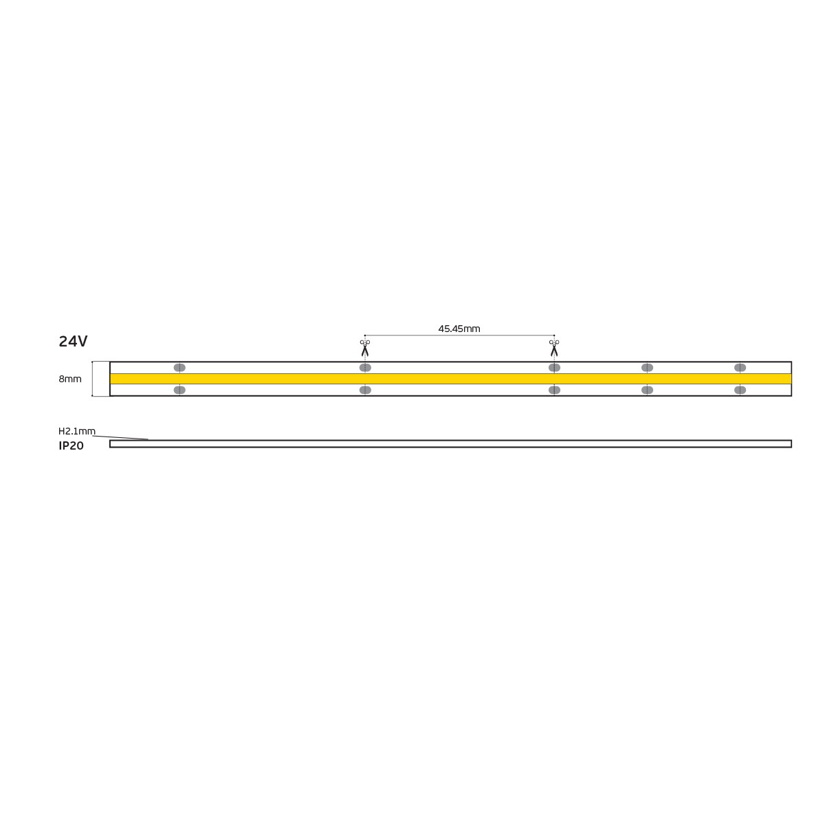 COB LED Strip 24V CRI90 IP20 3000K/4000K Dimmable (5m)