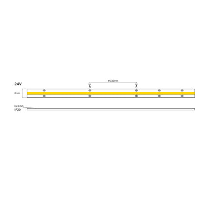COB LED Strip 24V CRI90 IP20 3000K/4000K Dimmable (5m)
