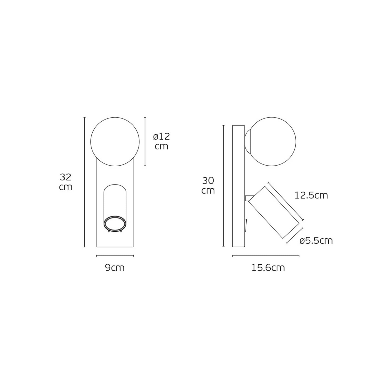 VK Light Nero G9+GU10 wall light for beside the bed