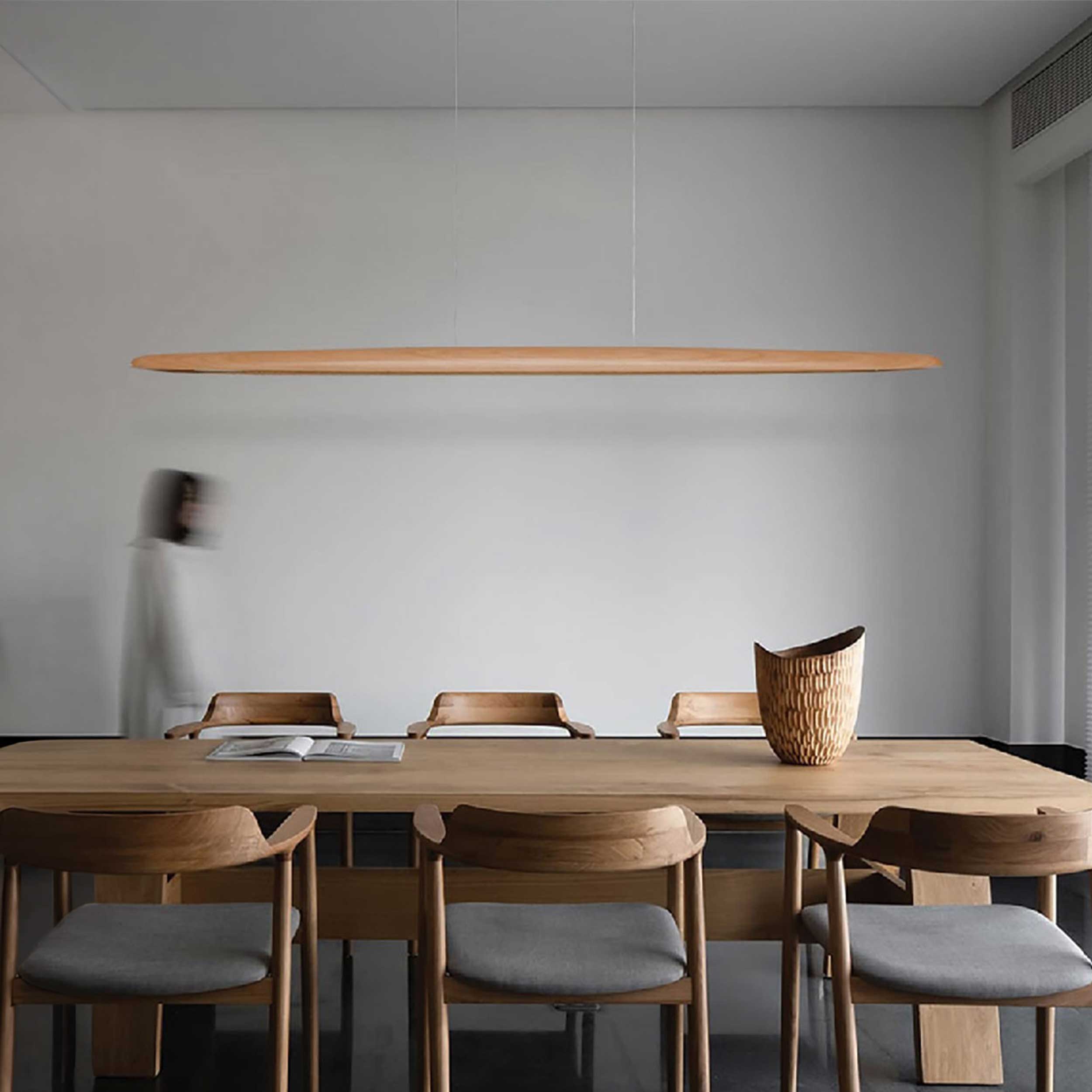 VK Light Woody LED suspended linear wooden light rounded