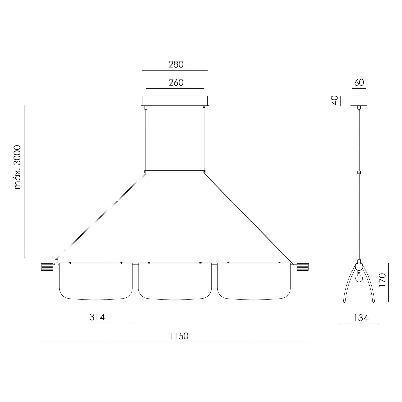 Aromas Lida Trio LED pendant light