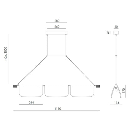 Aromas Lida Trio LED pendant light
