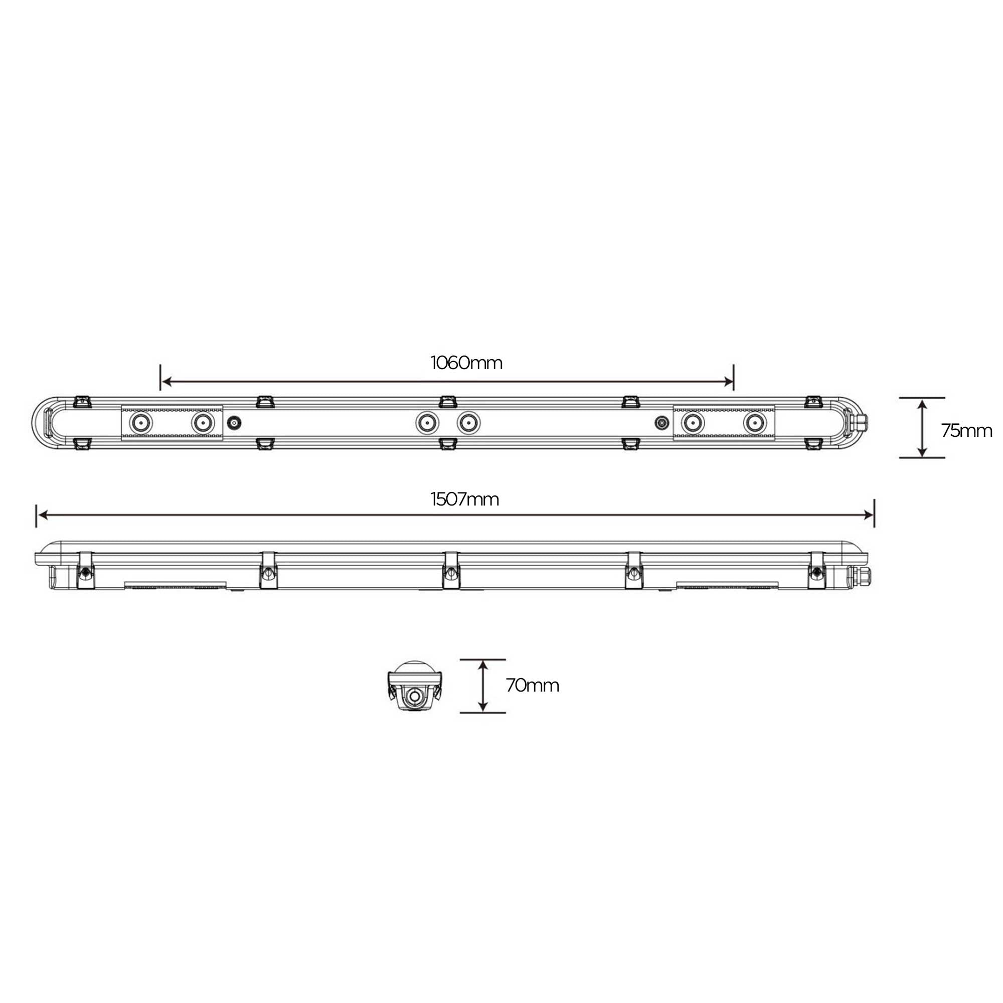 LED dustproof industrial luminaire 1500mm IP66