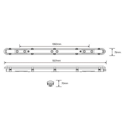 LED dustproof industrial luminaire 1500mm IP66