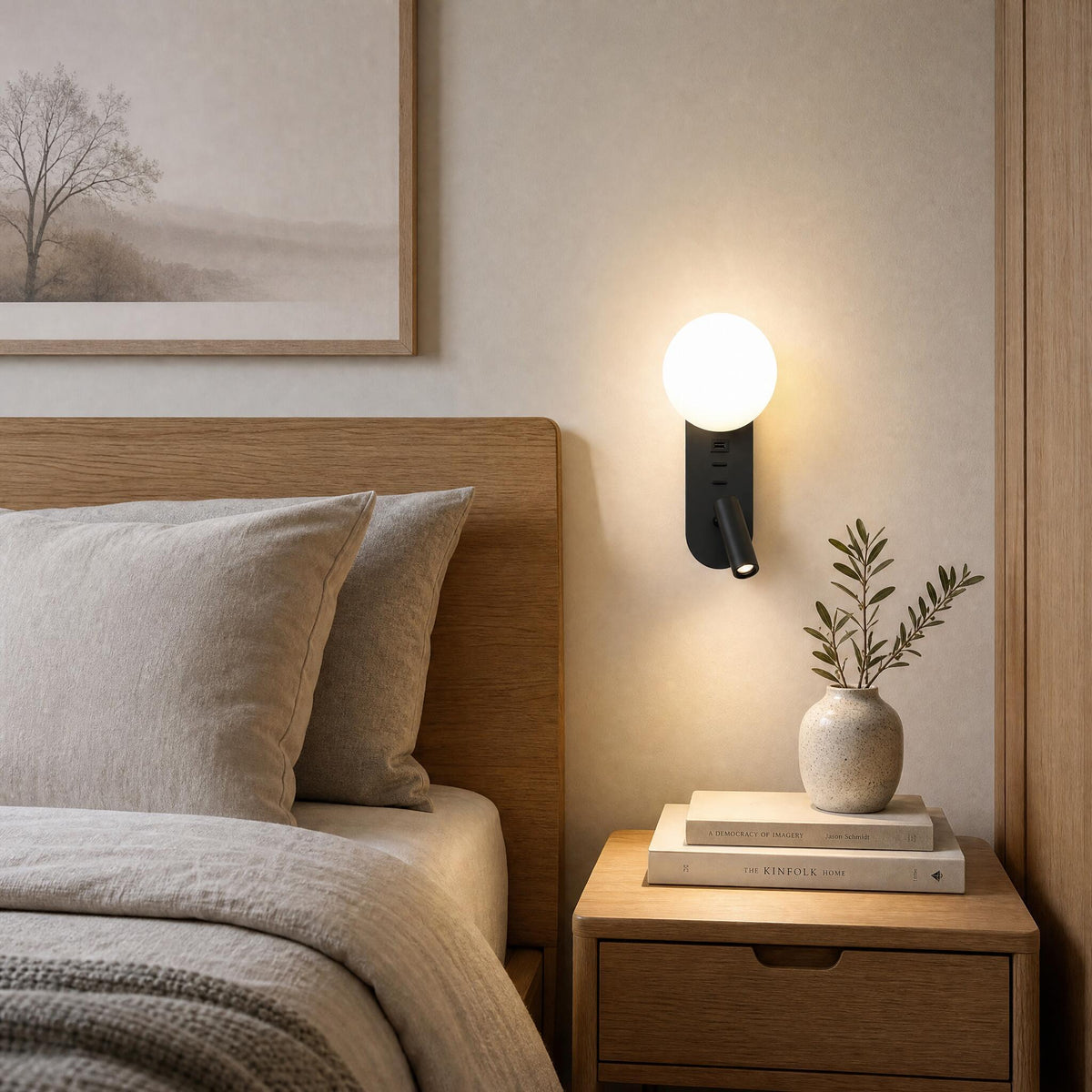 Reading Ambient LED Wall Light with USB