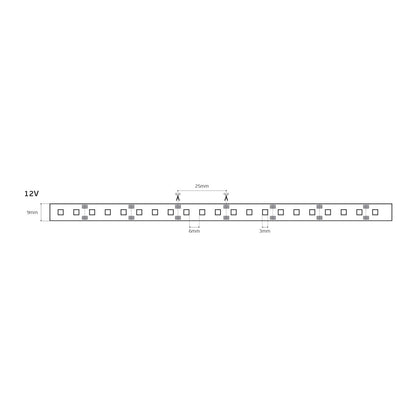 12V LED Strip Light, CRI80, IP55, 6000K (5m)