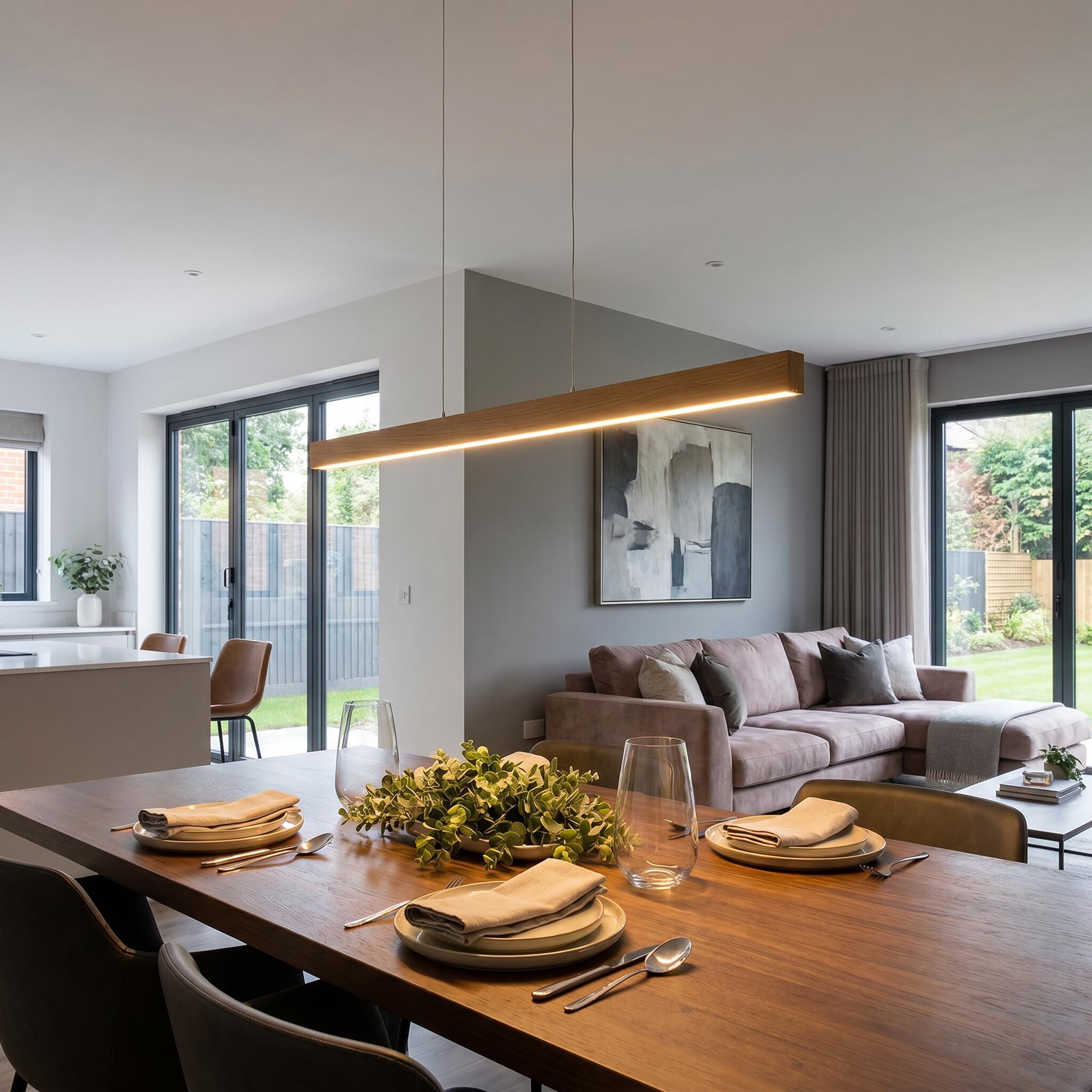 VK Light Orra LED suspended linear wooden light