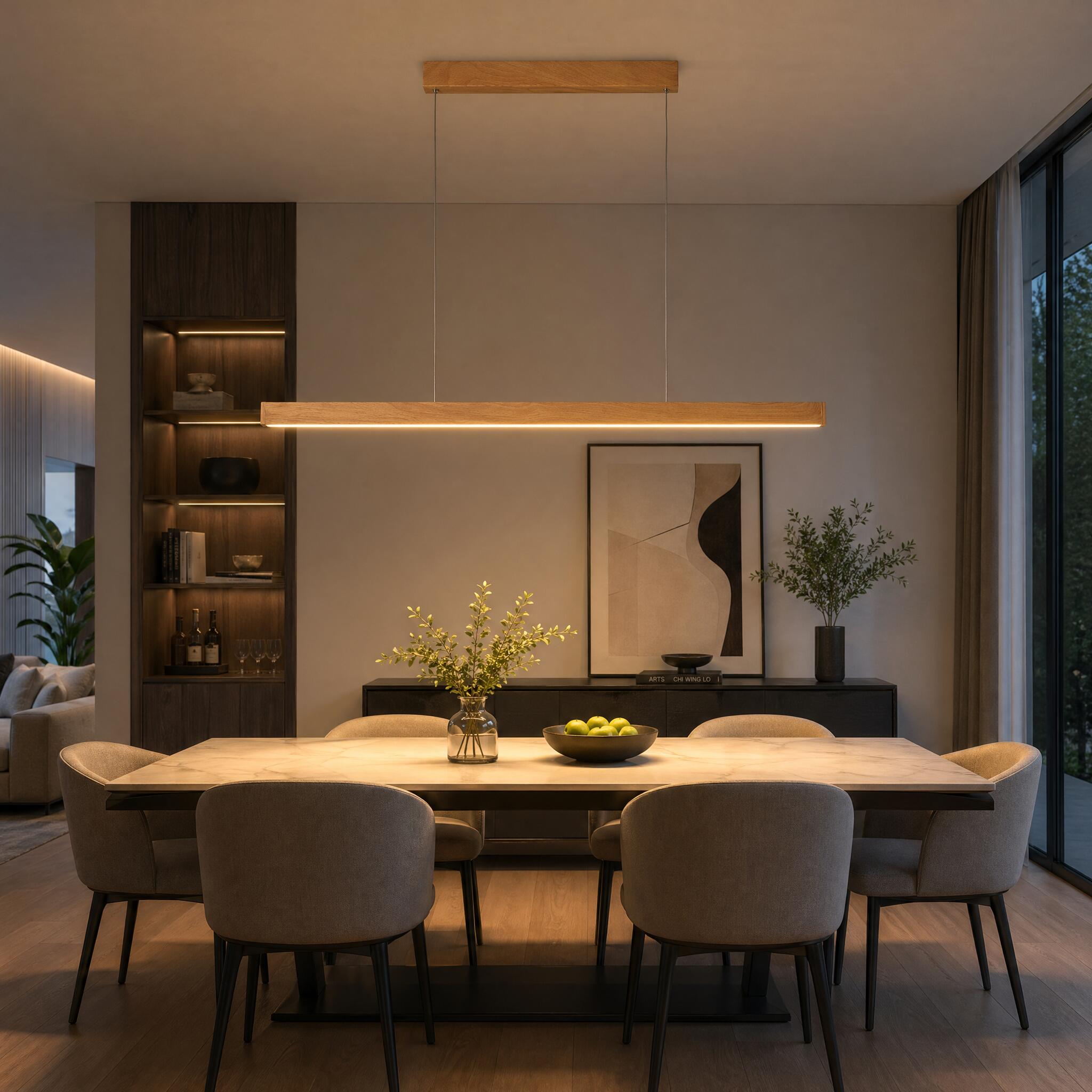 VK Light Orra LED suspended linear wooden light