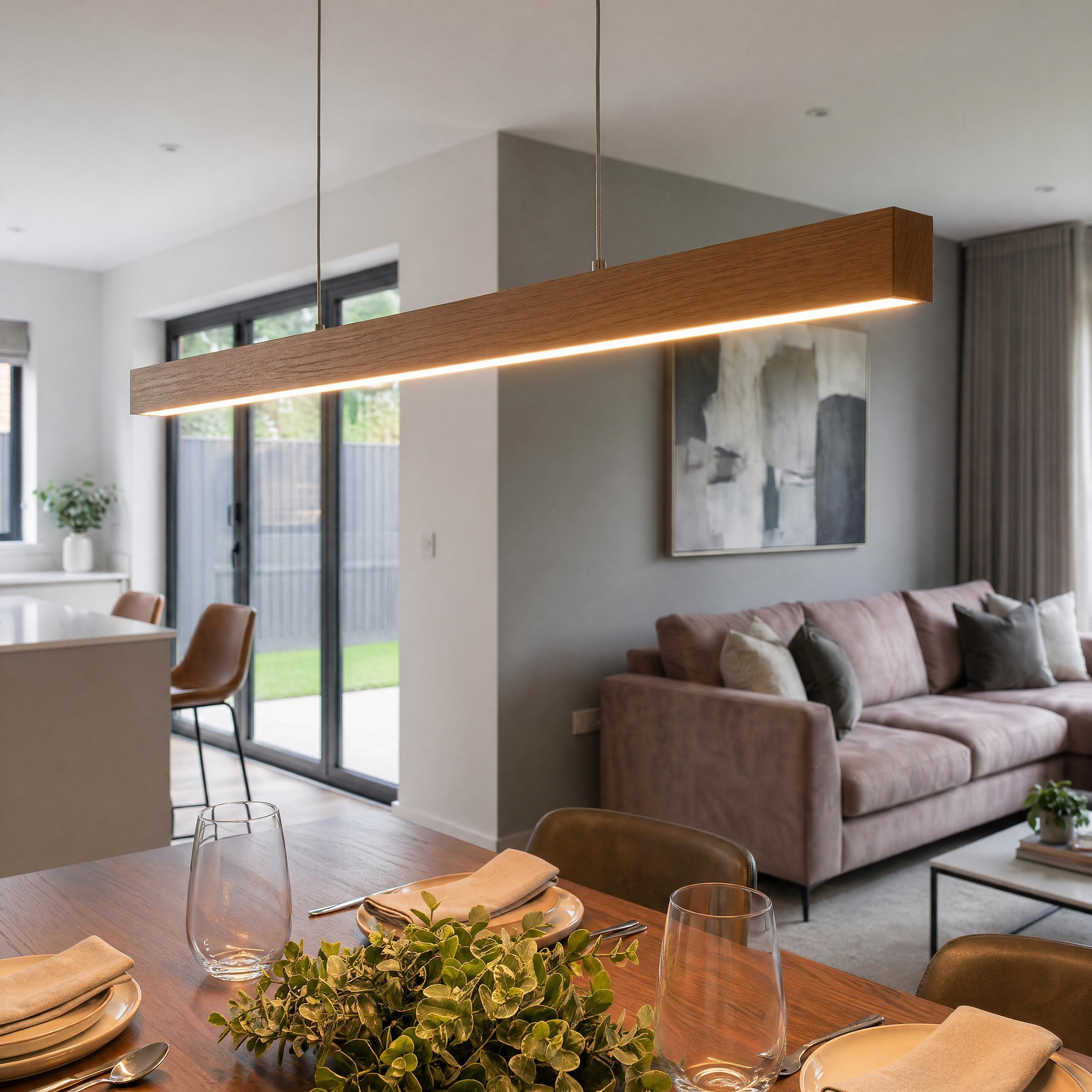 VK Light Orra LED suspended linear wooden light