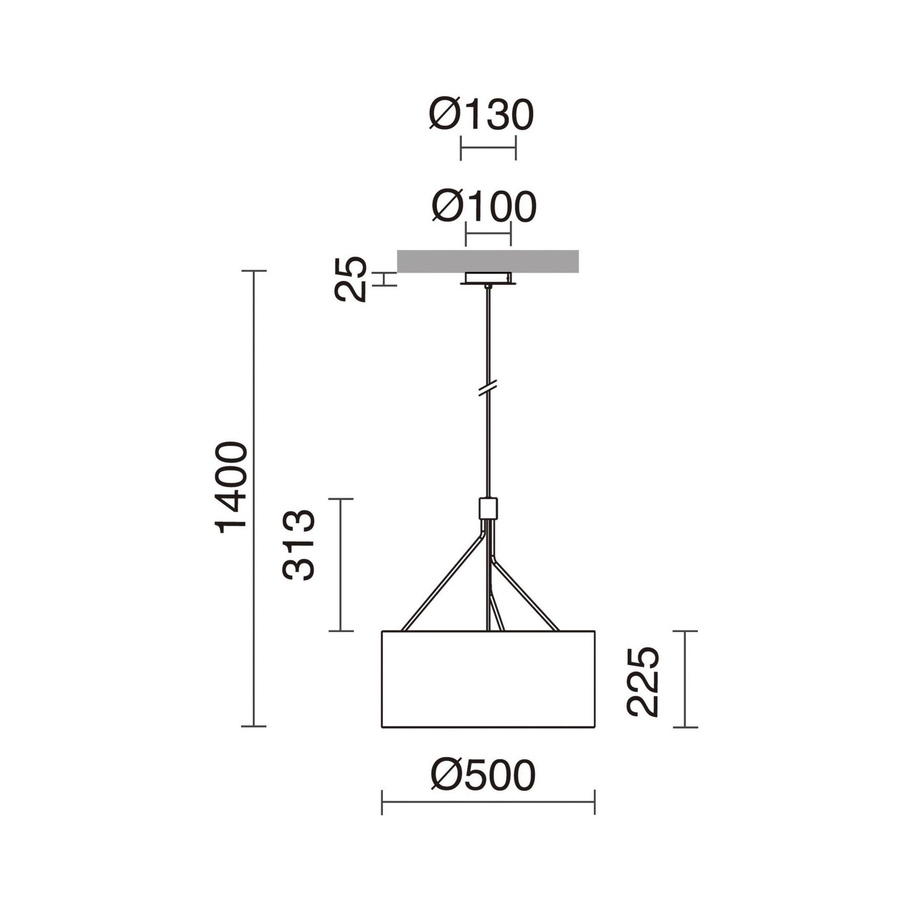 Exo Diagonal C E27 závěsné svítidlo bílé