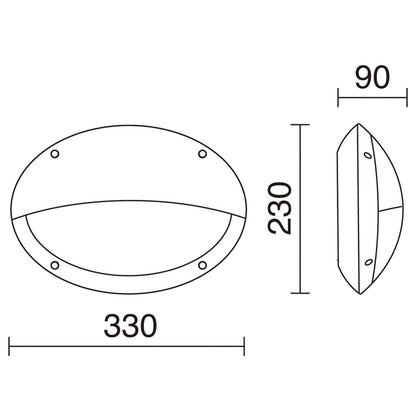 Dopo Teia oval hood E27 přisazené svítidlo černé