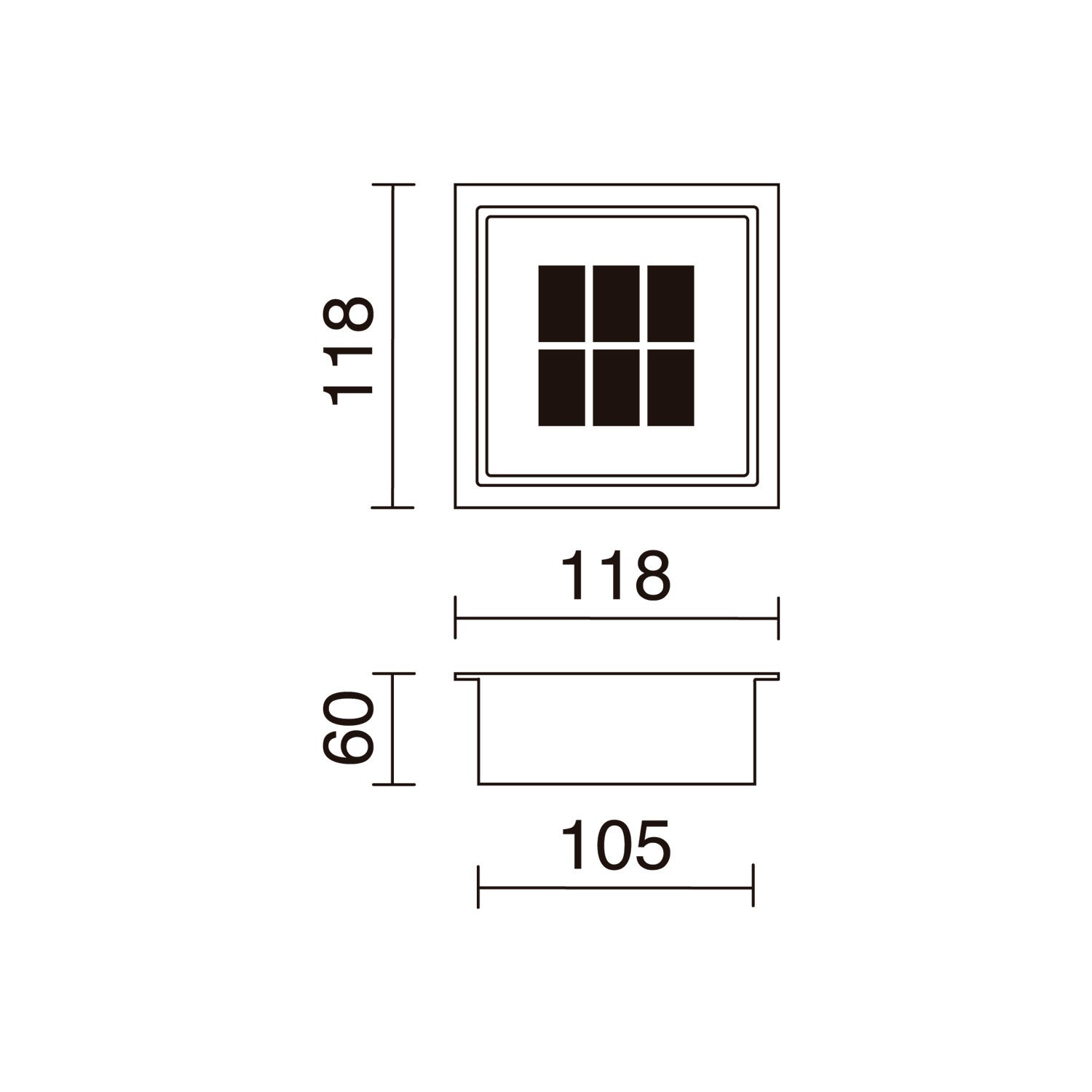Cristher Utu mini square LED zápustné svítidlo solar